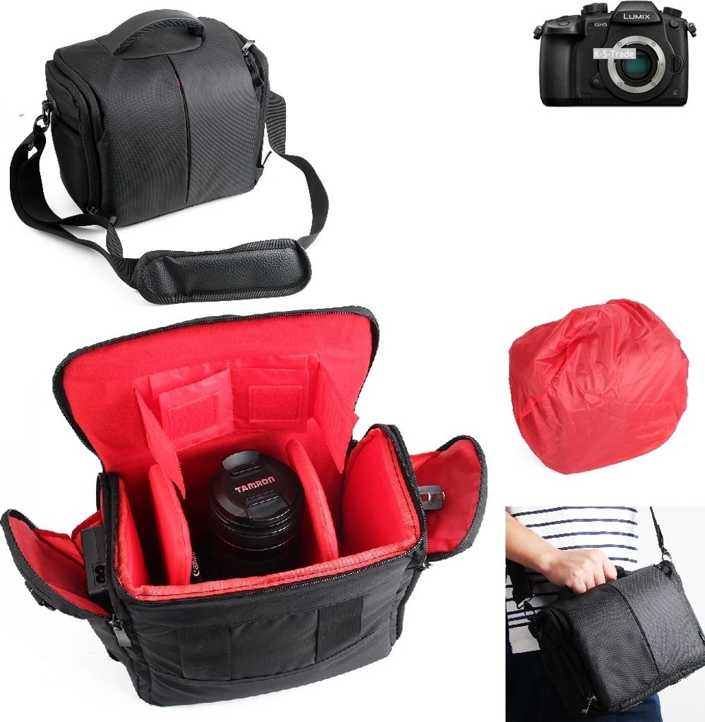 K-S-Trade Kompatibel mit Panasonic Lumix DC-GH5 Kameratasche Fototasche Schultertasche Zubehör Tasche einteilbare Trennwänden für Systemkamera,