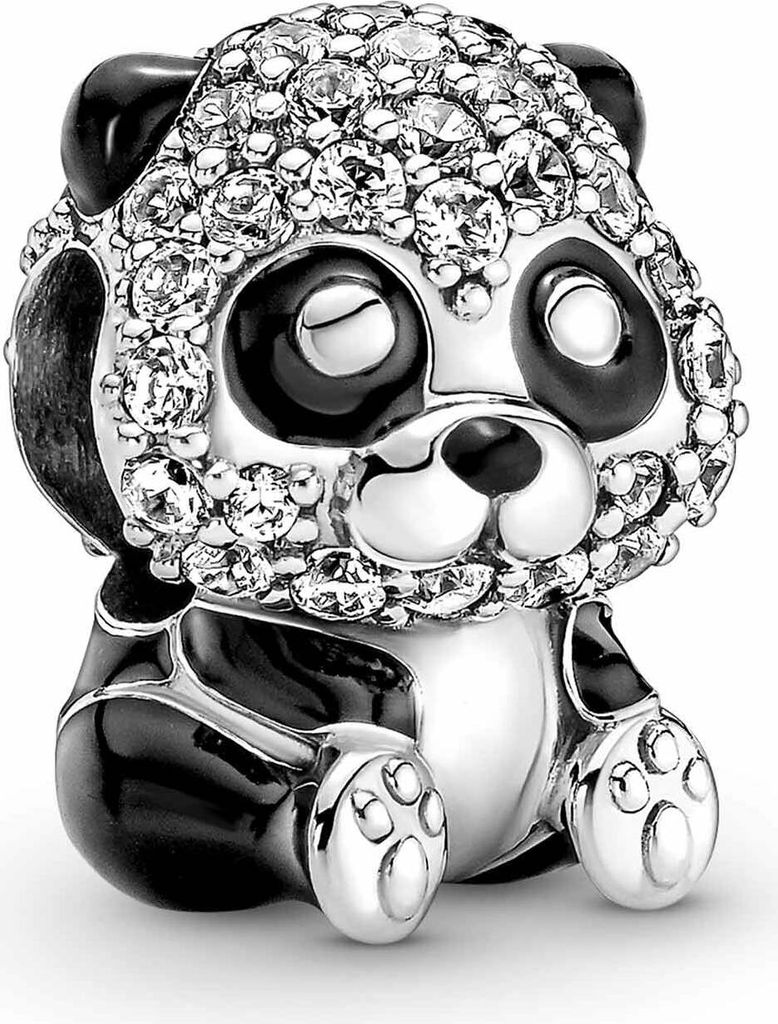 PANDORA MOMENTS Charm "Funkelnder süßer Panda" Silber Produktbild 