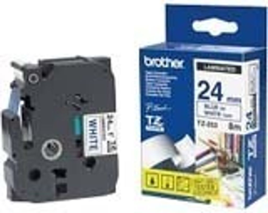 Brother Gloss Laminated Labelling Tape - 24mm, Blau/Weiß Etikettenband TZ