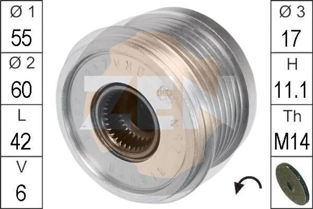 Roue libre d'alternateur ERA ZN5516 pour Volvo S40 S70 V40 V70 OE 9472909
