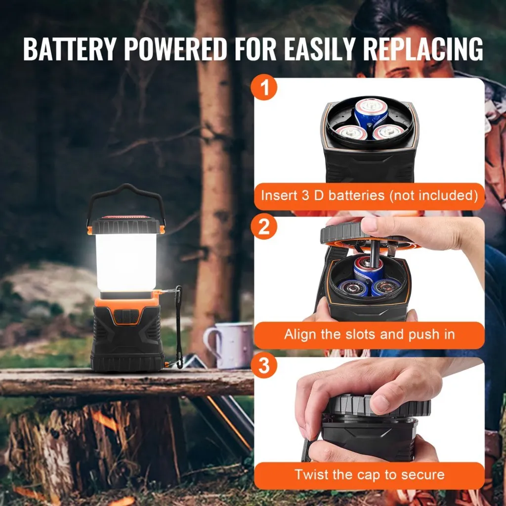 Lanterne camping LED durable 4 modes avec crochet de suspension ABS