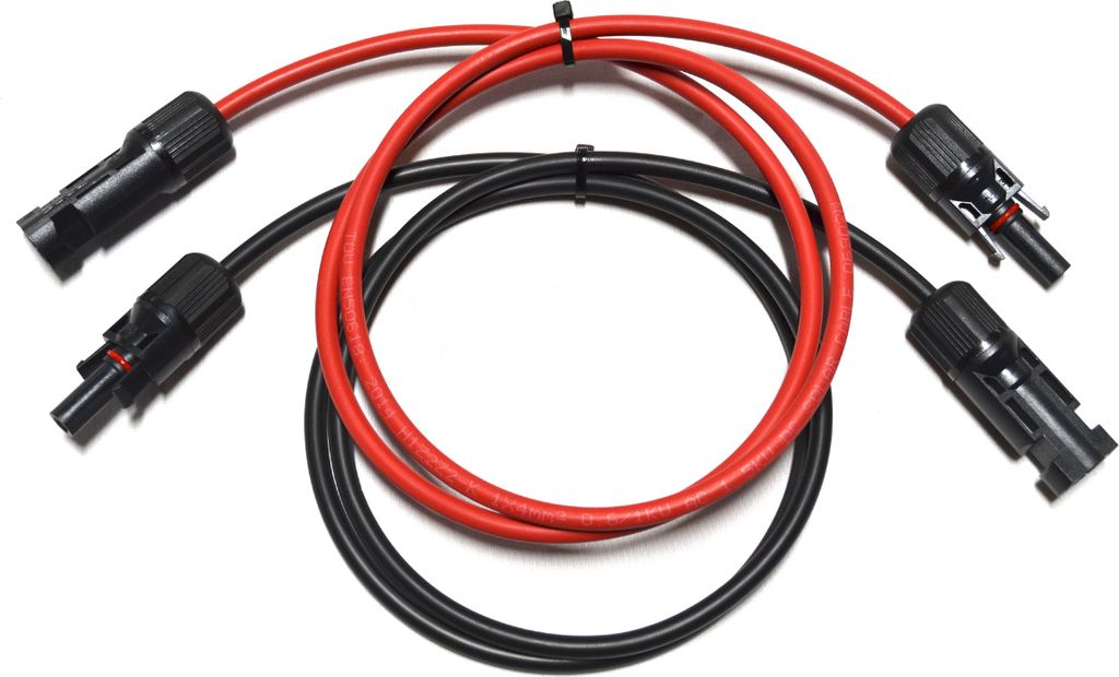 Solarkabel Verlängerungskabel Rot/Schwarz 4 - 6mm² mit montiertem Stecker 2x 1m 4mm²