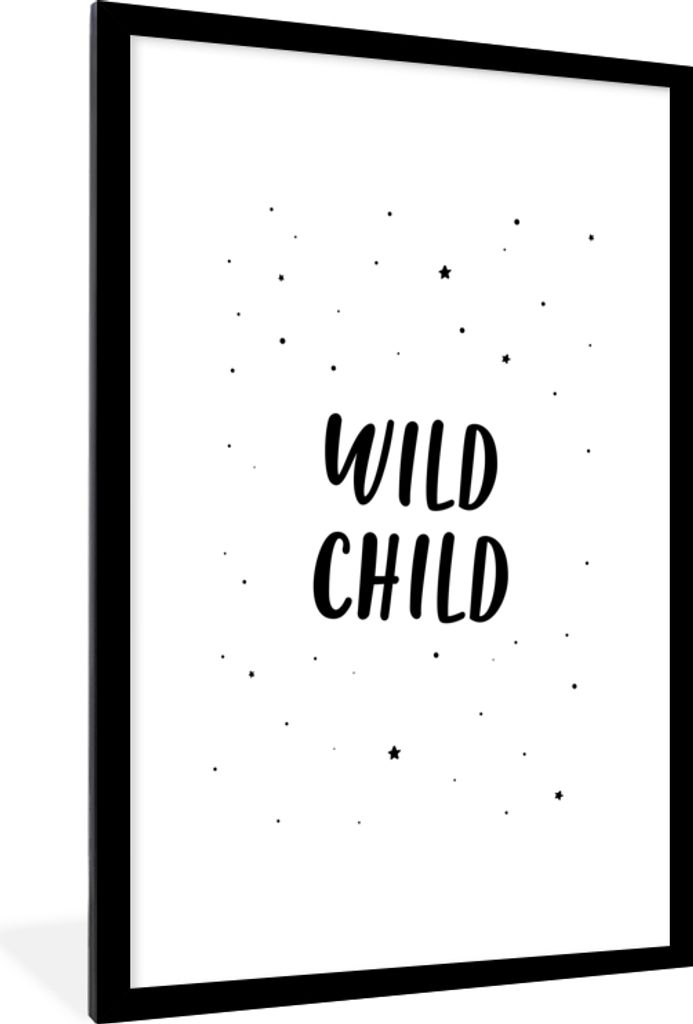 MuchoWow Gerahmtes Poster Zitate - Wildes Kind - Baby - Text 60x90 cm - Poster mit Schwarzem Bilderrahmen Wandposter Rahmen Foto Bilder - Dekorat...
