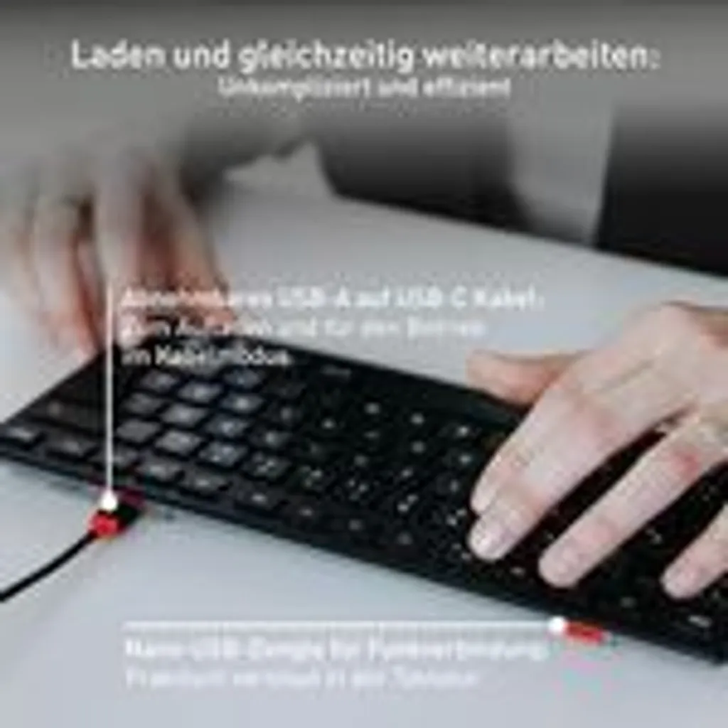 Clavier sans Fil Rechargeable CHERRY KW 9200 Mini Noir Multi-Dispositif - 13