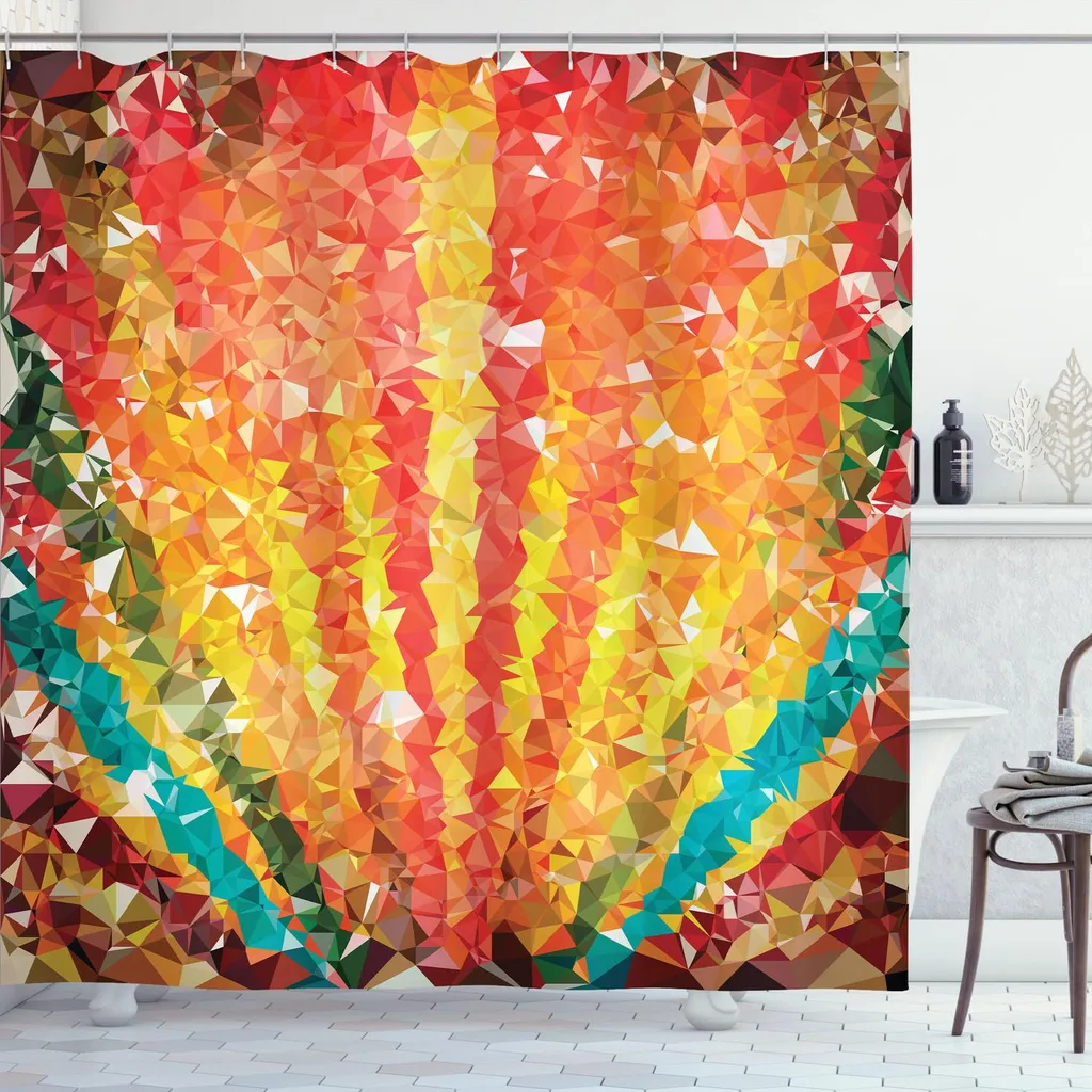 Tenda Doccia 175x200 cm ABAKUHAUS Diamant Pop Design Arancio