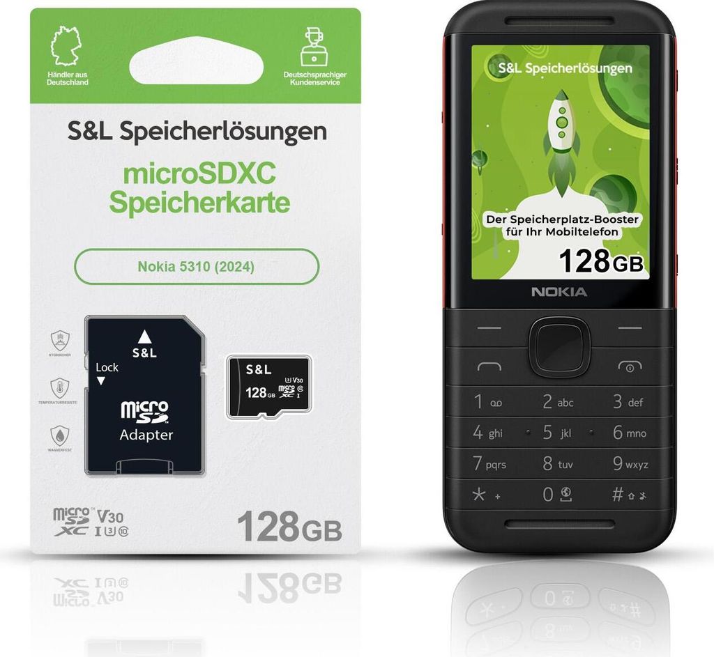 microSD Speicherkarte S&L für Nokia 5310 (2024) - Speicherkapazität: 128 GB