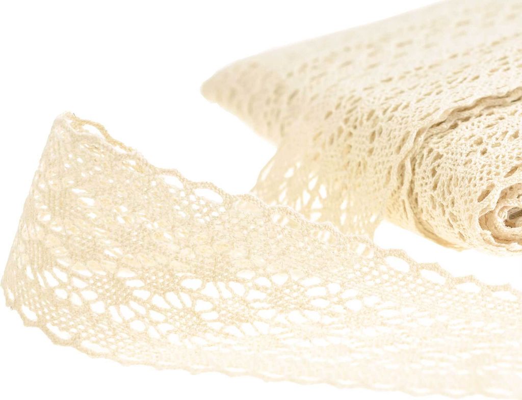 1m / Meterware Klöppelspitze aus Baumwolle, Breite 63mm