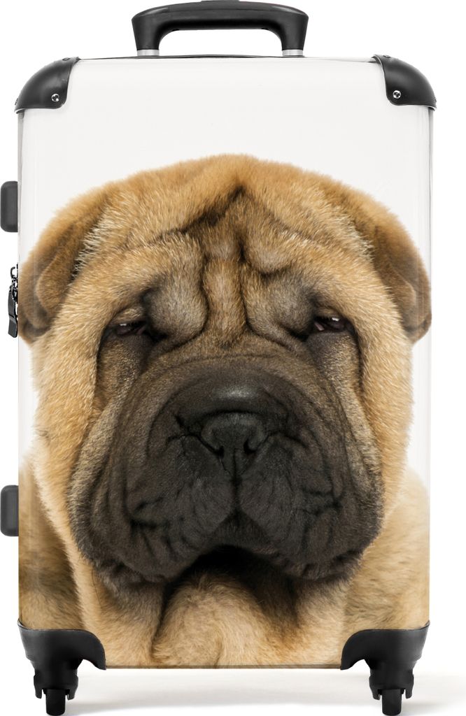 NoBoringSuitcases.com Großer Koffer - Hund - Falten - Shar Pei - Welpe - Kombinationsschloss TSA - Hartschalen Trolley 4 Rollen - 72 liter - Rei...