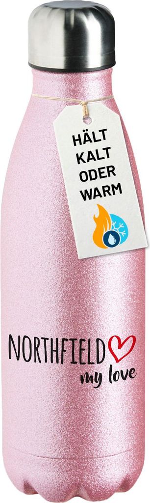 Huuraa Trinkflasche Northfield my love 500ml Pink Edelstahl Wasserflasche Trinkflasche Geschenkidee
