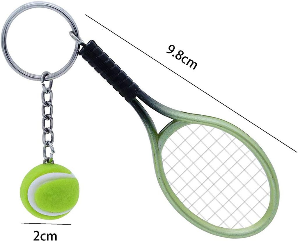 Tennis Schläger Sport Schlüsselanhänger Anhänger Silber aus Metall 