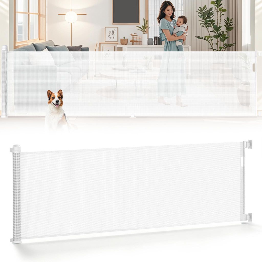XINZI Einziehbares Treppenschutzgitter bis 300cm Weiß, PVC Produktbild 