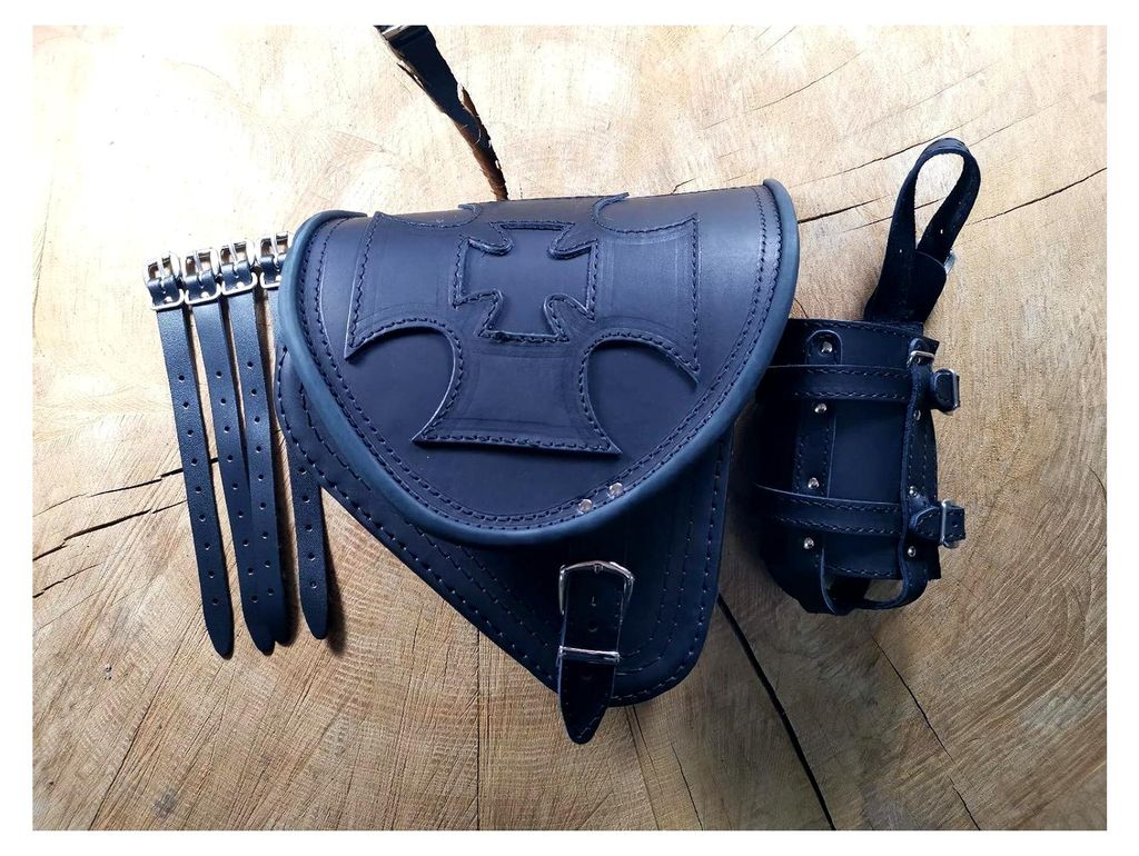 Schwarze Tasche kompatibel mit Schwingentasche Satteltasche für Harley Davidson Softail Modelle