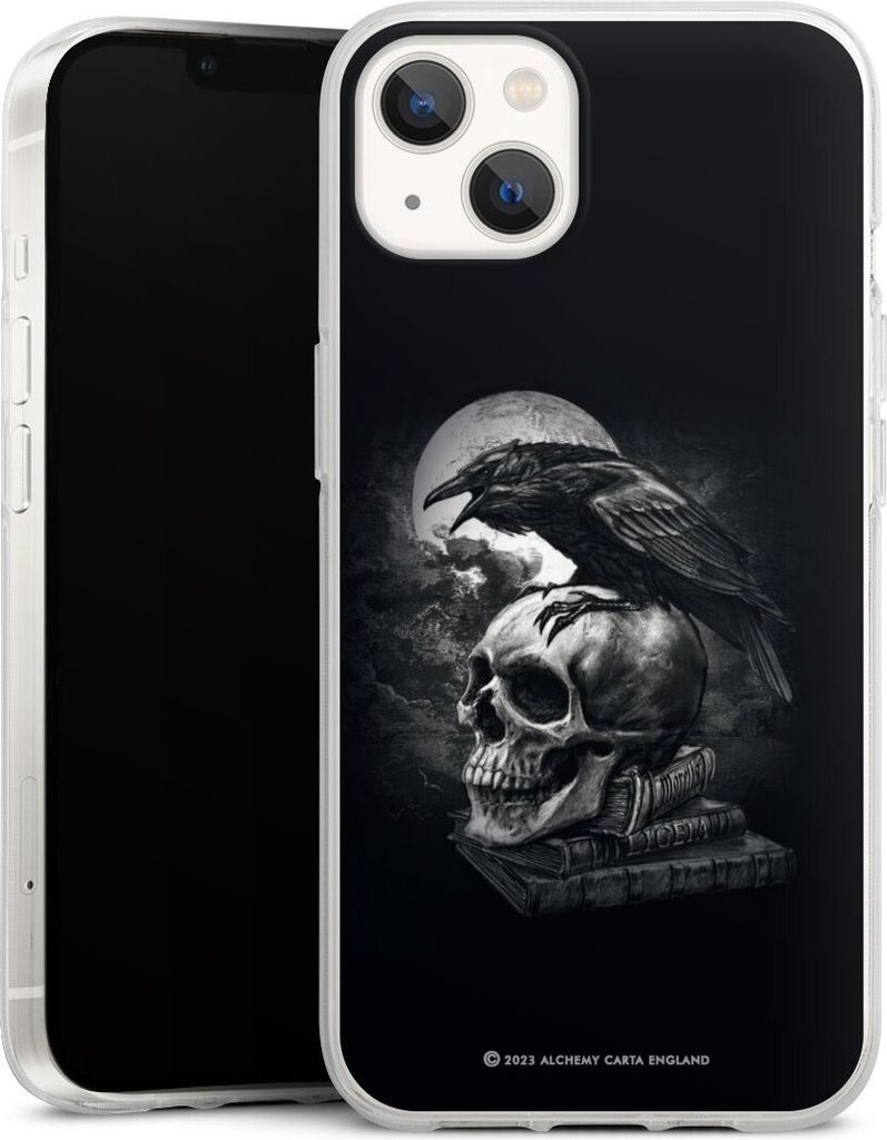 DeinDesign Handyhülle für Apple iPhone 13 Silikon Hülle Case Smartphone Schutzhülle Rabe Schädel Totenköpfe