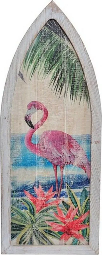Déco murale tropicale bois flamant rose pour chambre ou salon chic