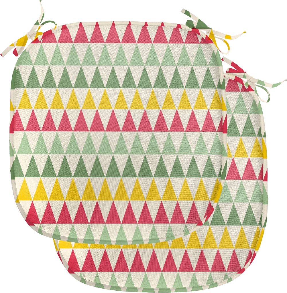 ABAKUHAUS Retro Polster für Esszimmerstühle, Triangles Bunte, Dekoratives wasserfestes Kissen mit Riemen für Küchensitze, 40 cm x 40 cm-2er Pac...