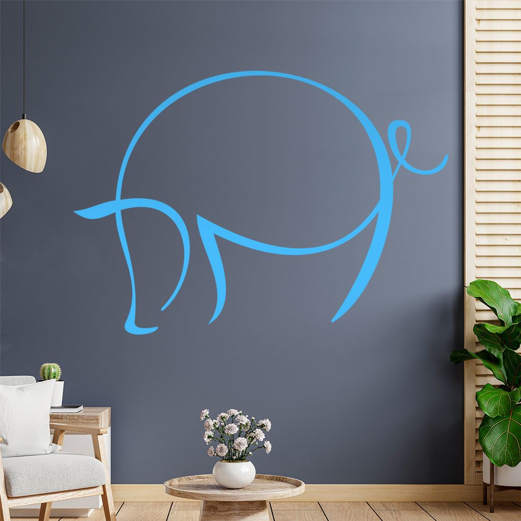 Schwein Linien Wandtattoo in 6 Größen - Wandaufkleber Wall Sticker - Dekoration, Küche, Wohnzimmer, Schlafzimmer, Badezimmer