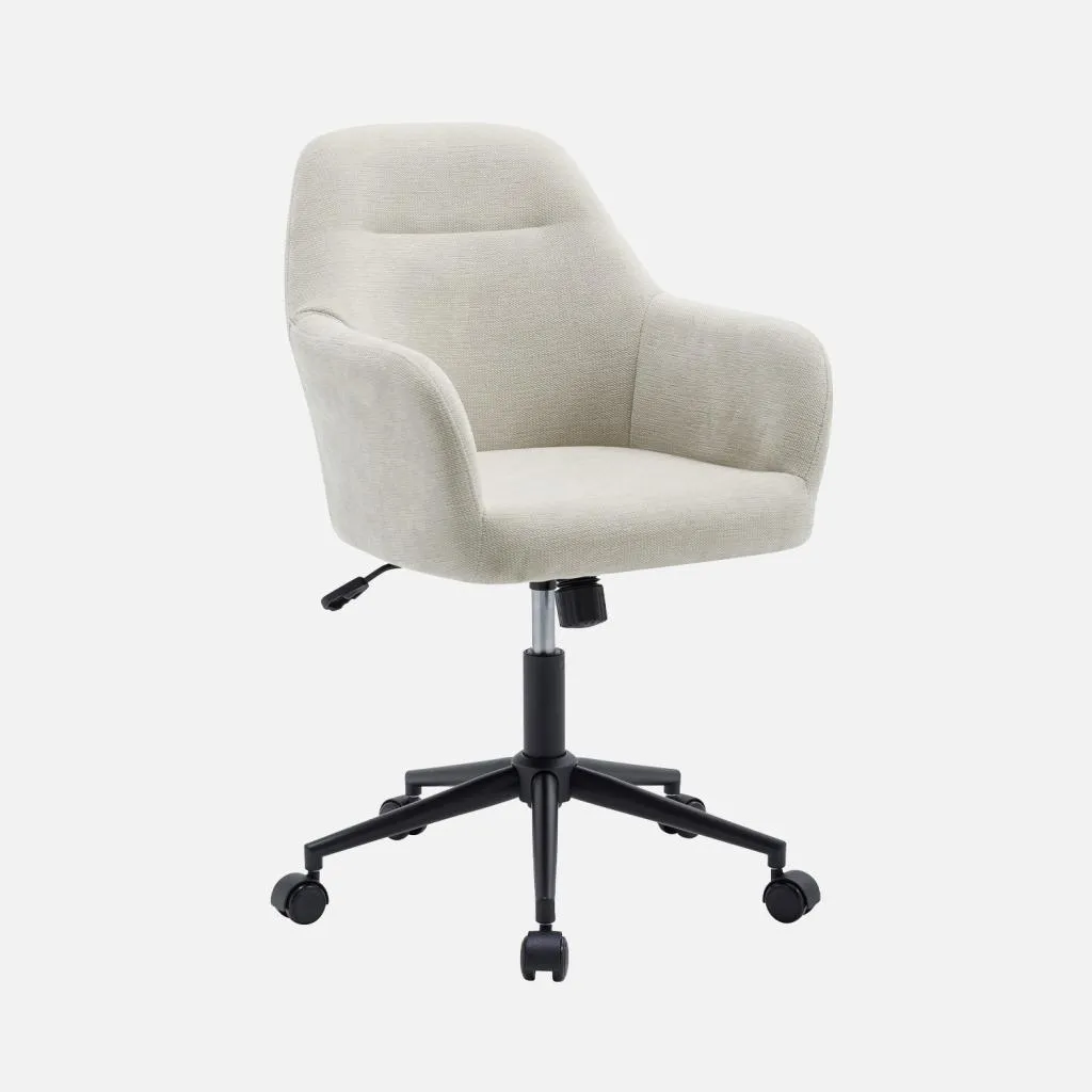 Sedia da ufficio con ruote regolabile in metallo e tessuto, Beige