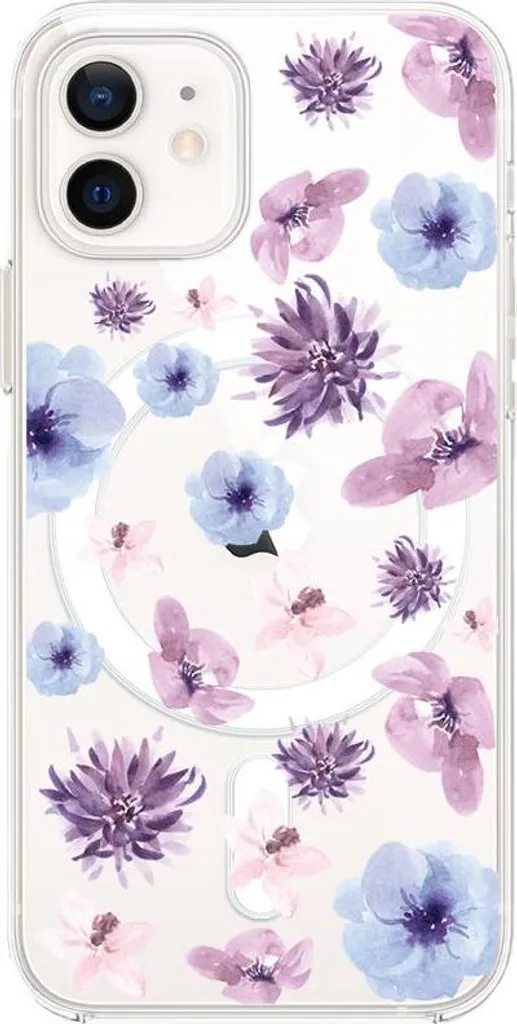 Cover iPhone 12 Mini MagSafe Fiori Blu - Idea Regalo Unica