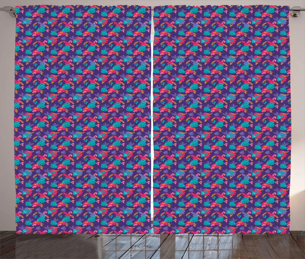 Rideaux universels pour salon motif végétal Exotic Island 280 x 225 cm