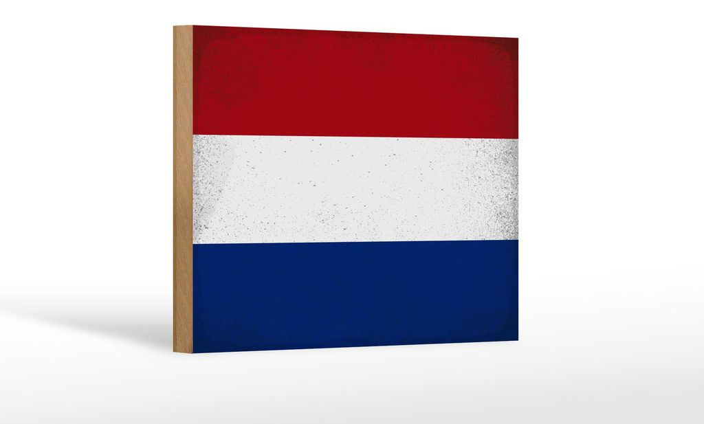 Holzschild Flagge Niederlande 18x12 cm Netherlands Vintage Dekoration