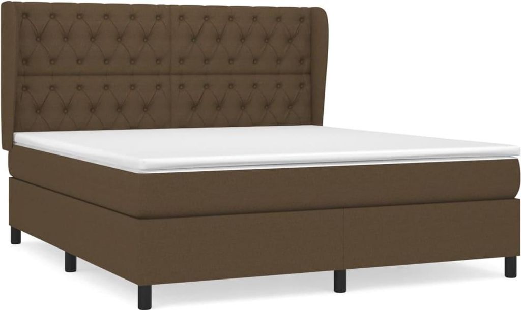 vidaXL Boxspringbett mit Matratze Dunkelbraun 160x200 cm Stoff