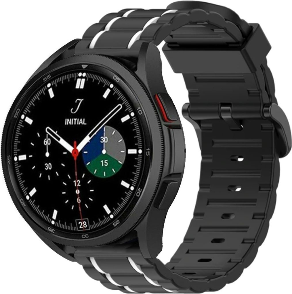 Strap-it Samsung Galaxy Watch 4 classic 42mm Sportschnallenband (Schwarz/Weiß)