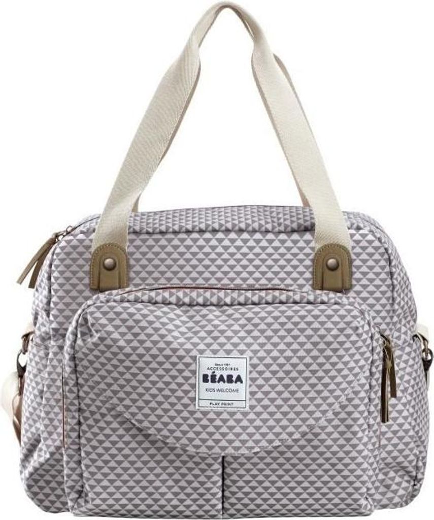 BEABA Sac a langer Genéve II, Wickeltasche, Modular, Großraum, Mehrere Fächer, Abnehmbare Vordertasche, Grau