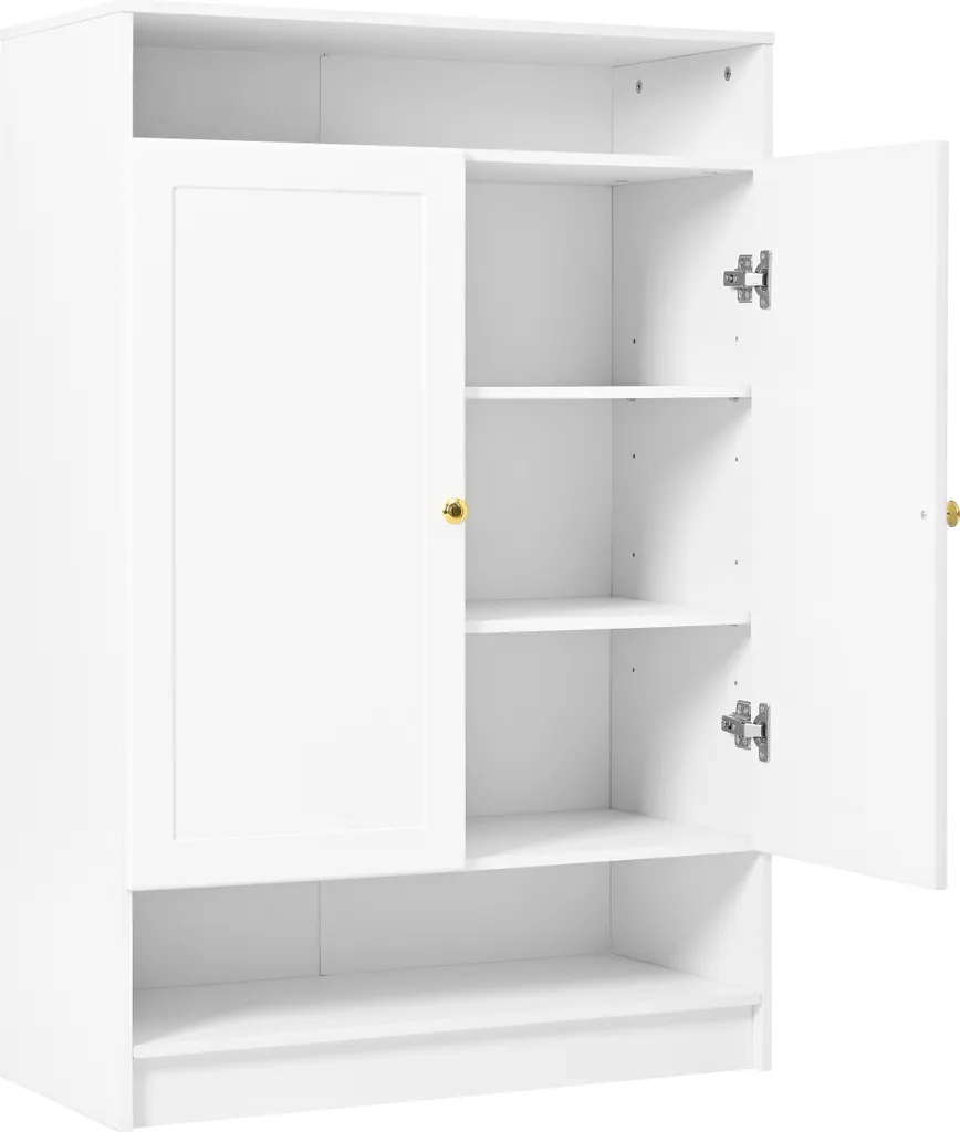 Armoire à chaussures blanche poignées dorées L73xP34xH109 cm modulable