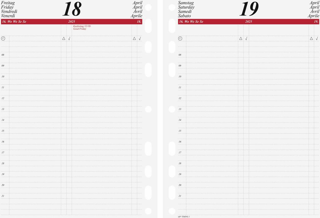 rido idé Kalender-Einlage "Tageskalendarium" 2025 für Terminplaner "Timing 1"