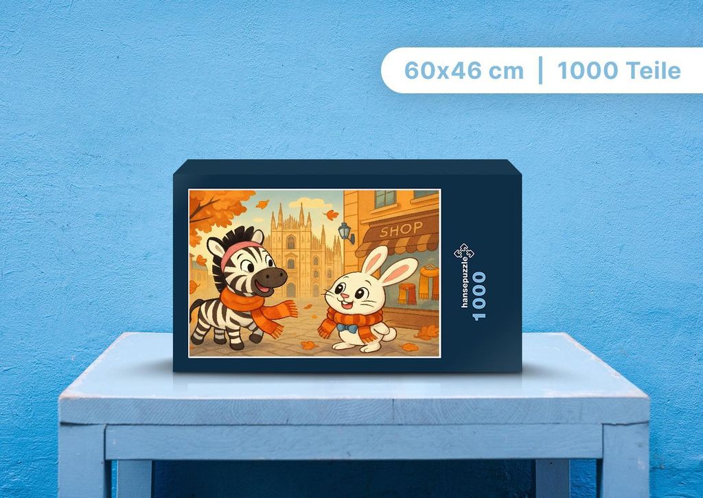 hansepuzzle 111176 - Zara und Bouncy Puzzle, 1000 Teile, Kinder, 60,0 x 46,0cm mit hochwertiger Aufbewahrung, Kartonbox & Beutel
