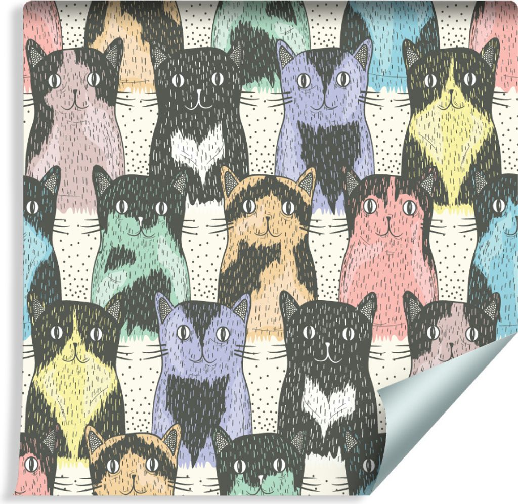 10m VLIES TAPETE Rolle Kinderzimmer Tiere Lustige Katzen Herzen Natur XXL