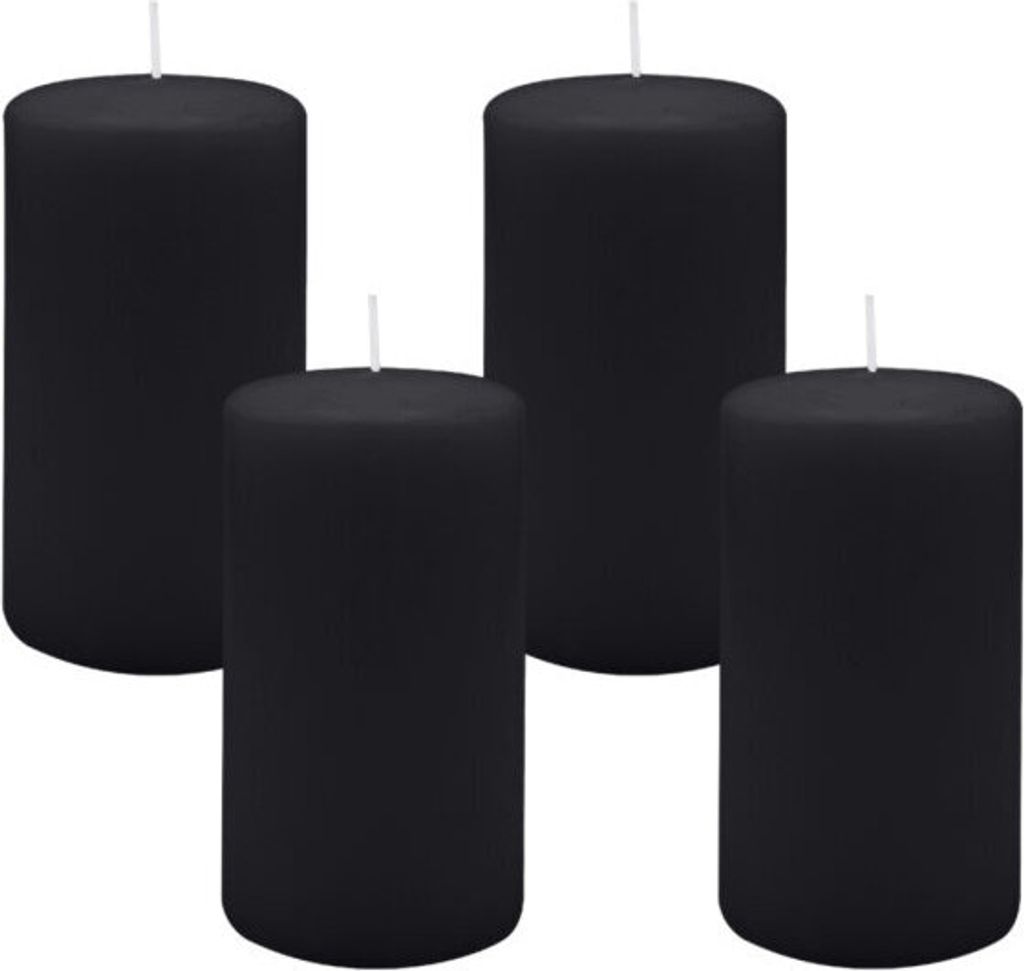 4er Set Adventskranzkerzen Schwarz Ø 70 x 130 mm