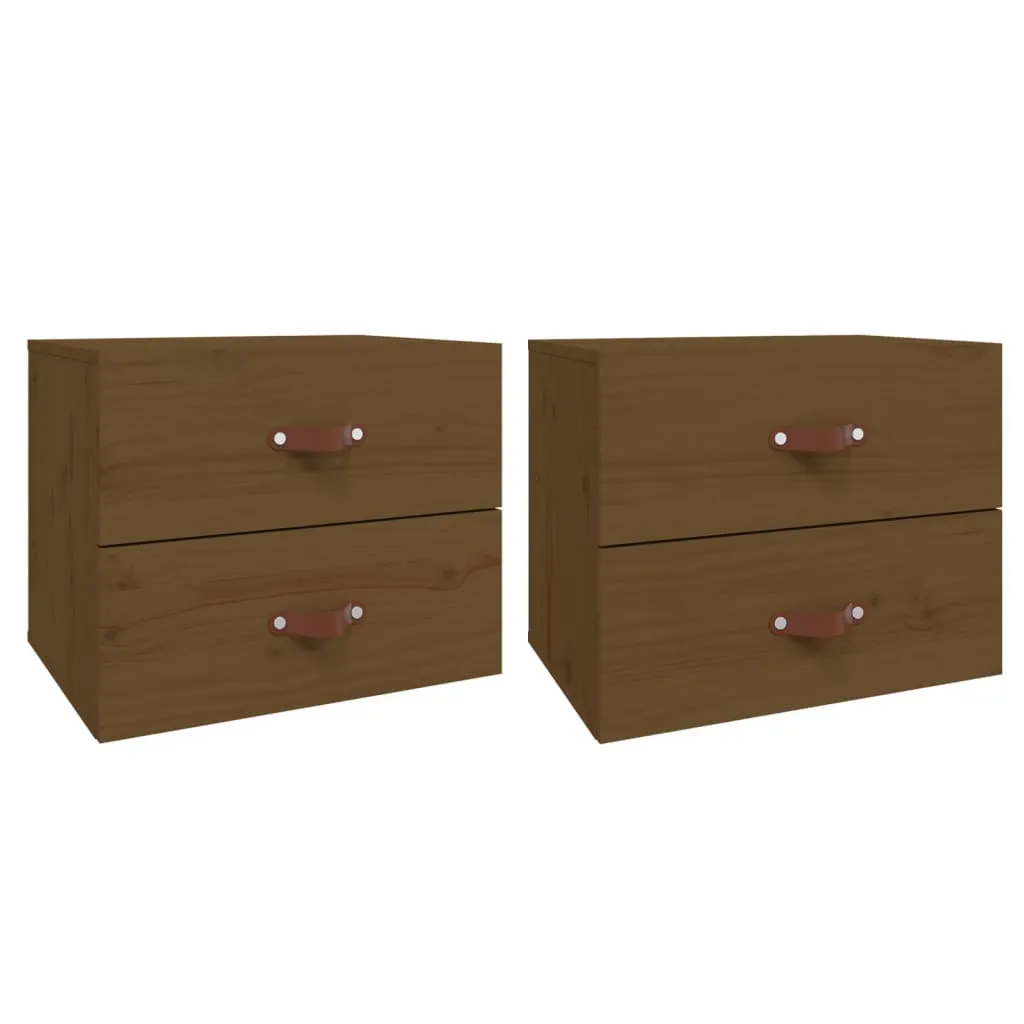 Comodini a parete 2 pz. Marrone miele 50x36x40 cm