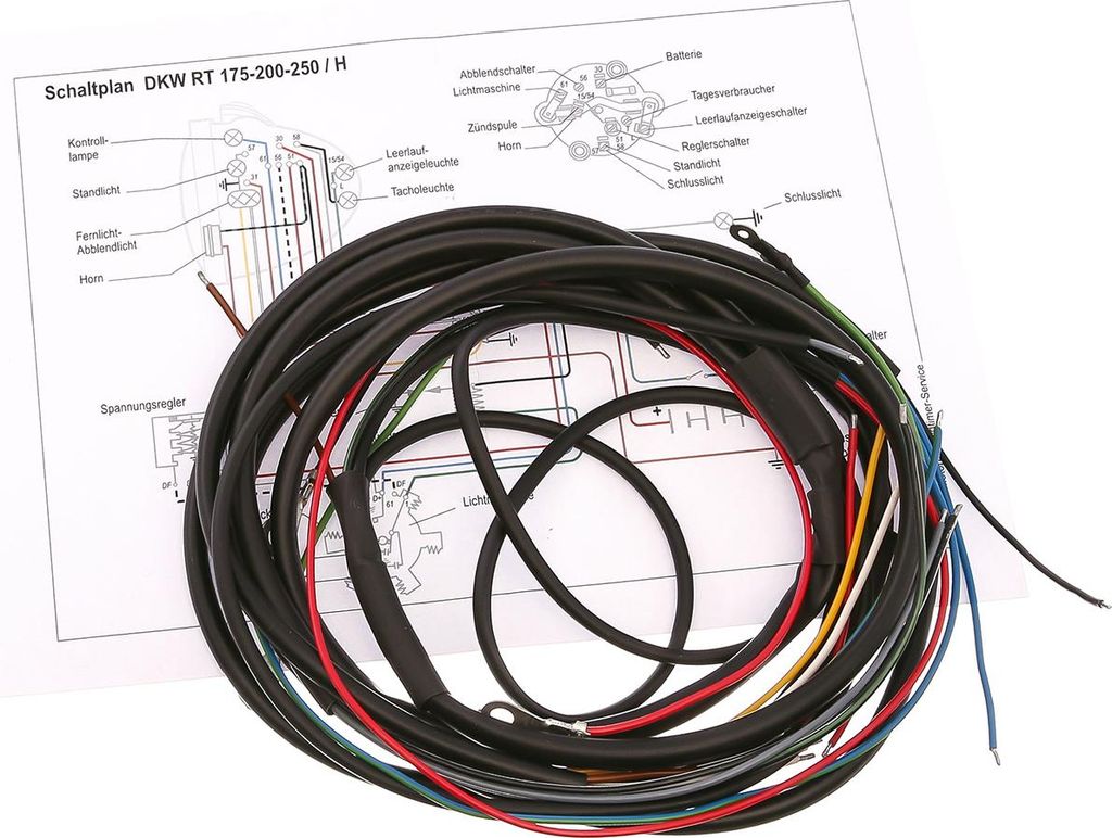 Kabelbaum passend für RT175, RT200 (DKW) (mit Schaltplan)