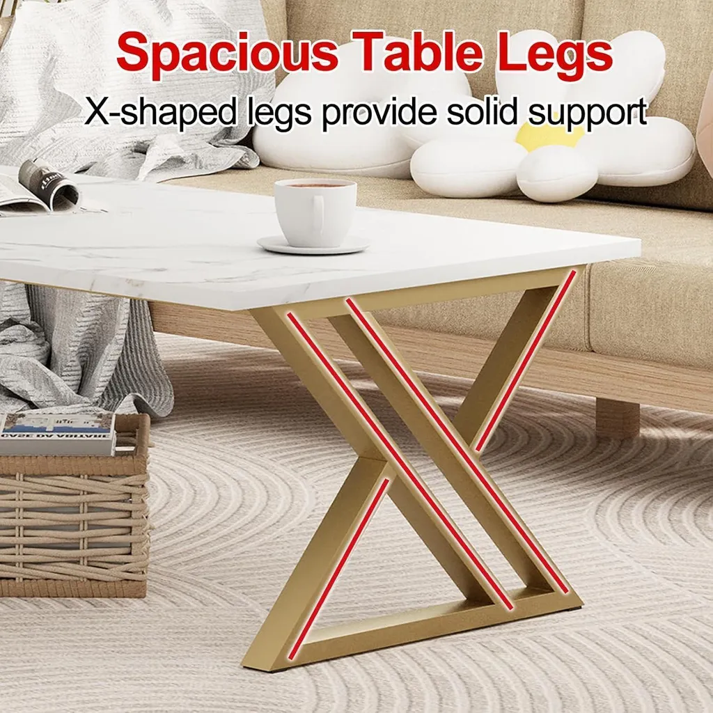 Table basse rectangulaire en métal doré - Design moderne 100x45cm - 7