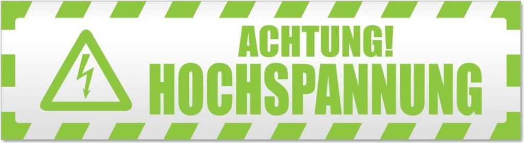 Achtung Hochspannung gestreift Magnetschild Schild magnetisch