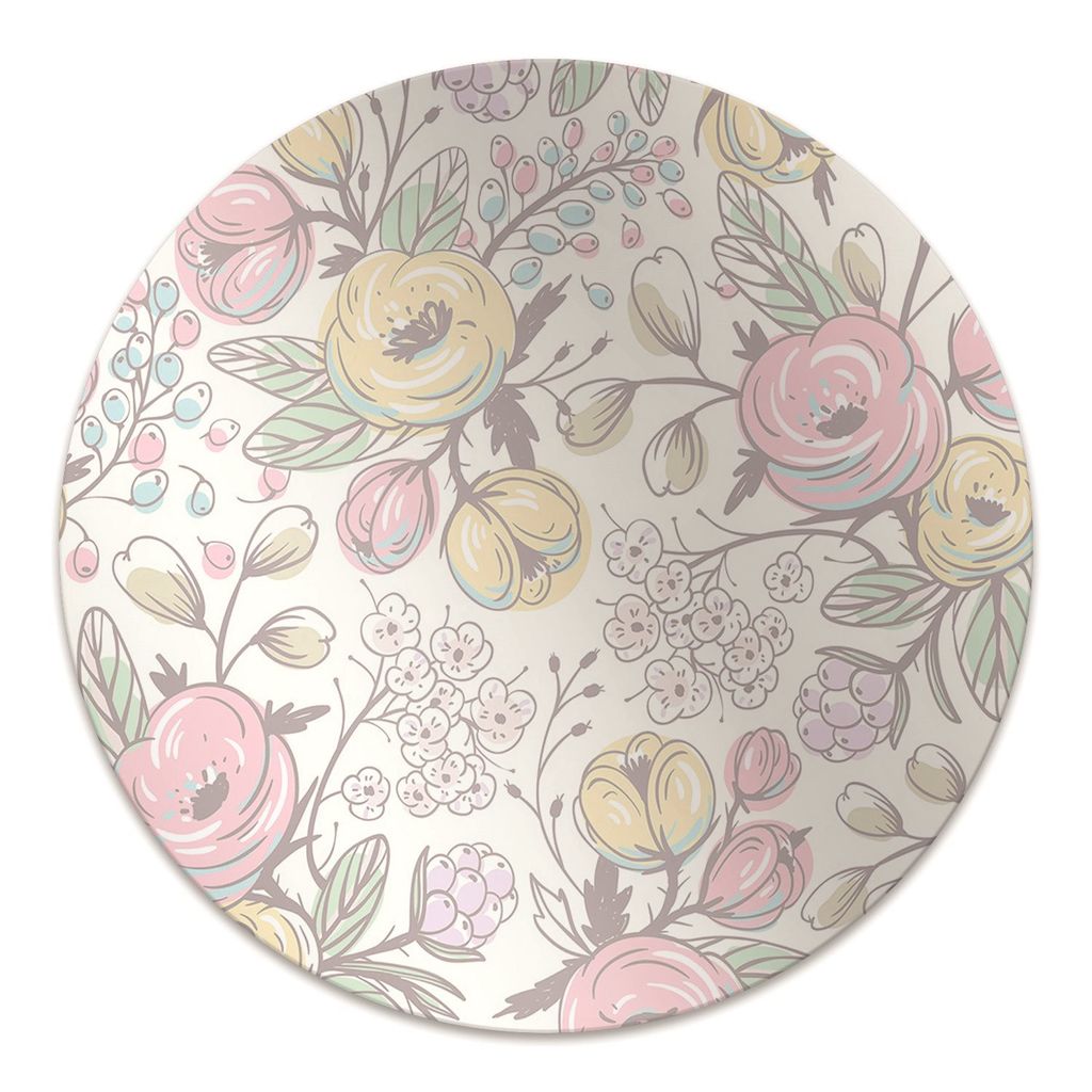 Rundmatte - Stuhlunterlage Bürostuhlunterlage - Rund Ø 100 cm - Bodenmatte - Fußmatte - Farbenfrohe Blumen