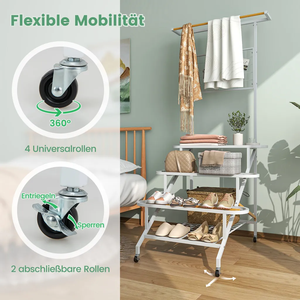 Étagère échelle porte-plante avec roulettes et treillis pour extérieur - 6