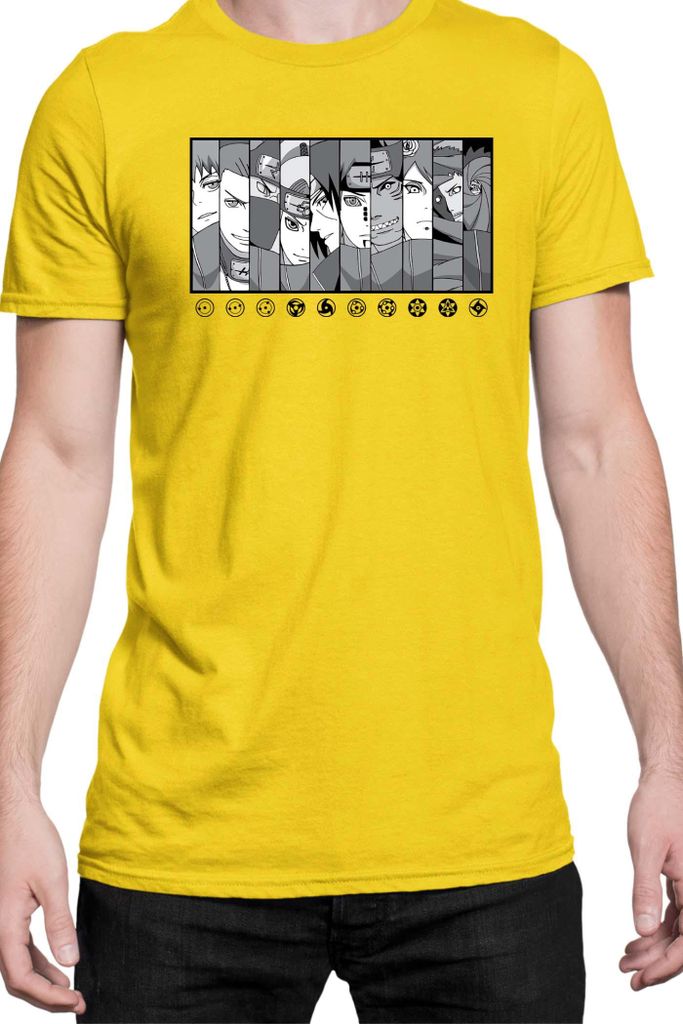 Herren T-Shirt Naruto Akatsuki Team Members 02, Man L / Gelb