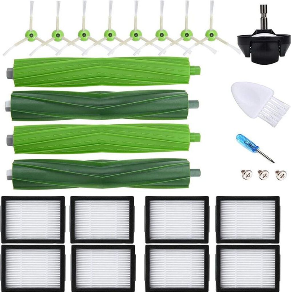 Ersatzteile für iRobot Roomba i/e/j Serie für iRobot Roomba i7 i7+ i3 i3+ i4 j7 E5 E6 E7, 2 Hauptbürstenpaare, 8 Filter, 8 Seitenbürsten