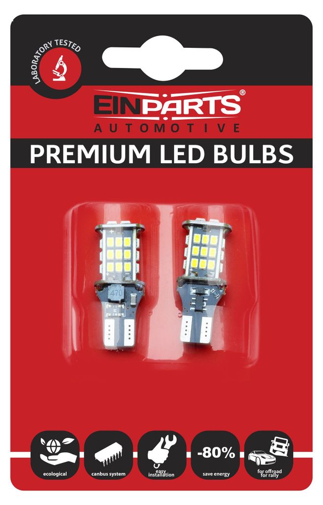 Einparts LED T15 Weiß 6000K Rücklichter – W16W 30SMD 3020 Produktbild 