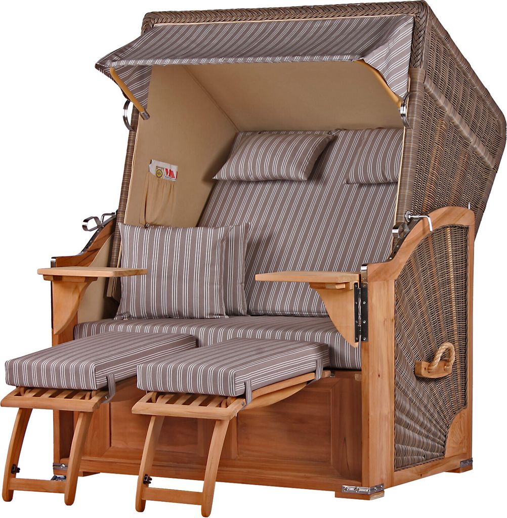 Strandkorb - bene living - Schaalsee Teak - PE grau - Modell 501 - inkl. Liftersystem