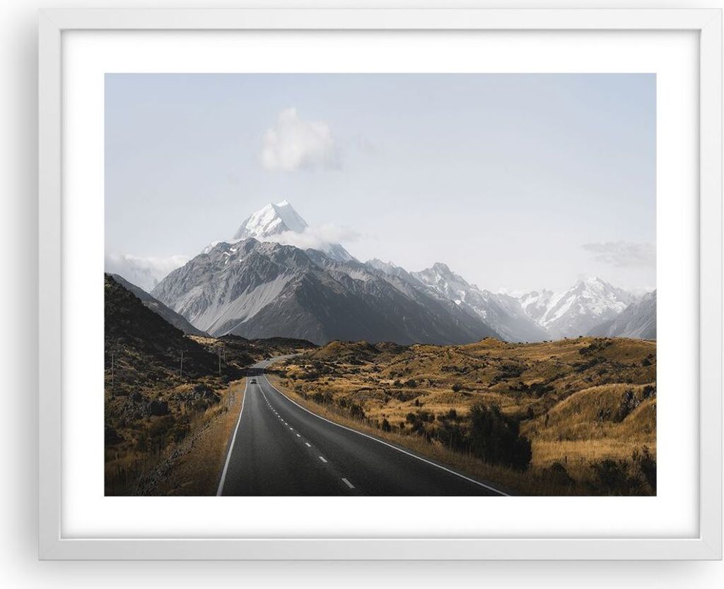 Gerahmtes Poster - Weißer Rahmen - Weg Berg Gipfel - 50x40 Produktbild 