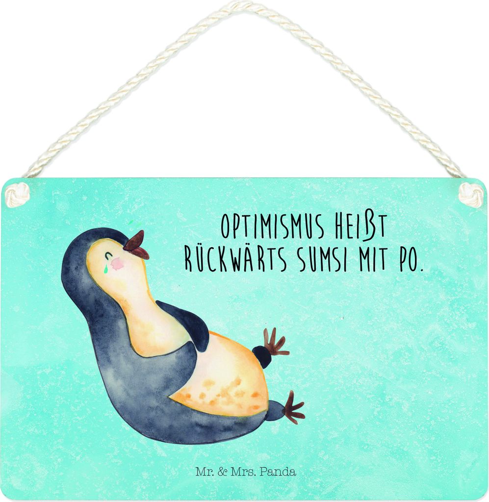 Mr. & Mrs. Panda Schild Pinguin Lachen DIN A4 - Eisblau - Geschenk, Fröhlich, Türschild, Optimismus, kleine aufmerksamkeit, Lol, Pinguine, Haha, ...