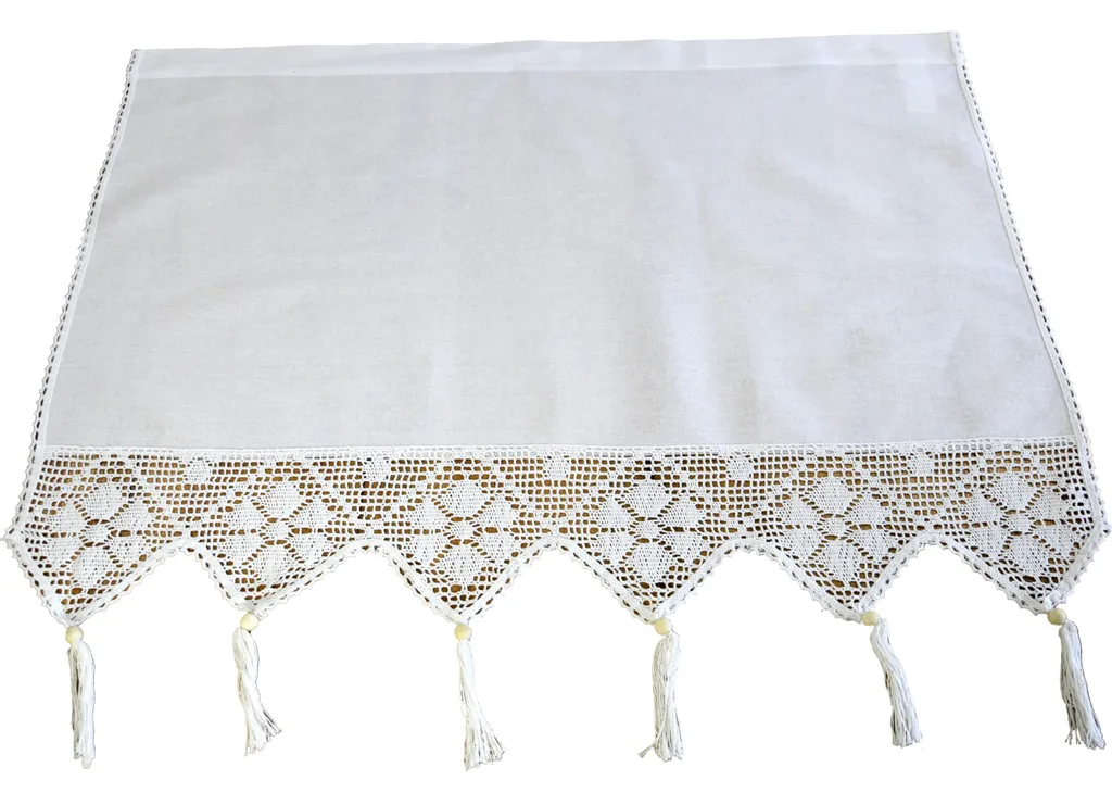 Rideau blanc dentelle 75x150 cm idéal pour cuisine et salle de bain