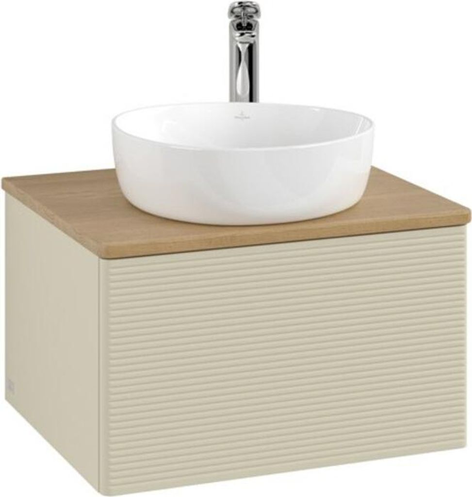 V&B Waschtischunterschrank mit Frontstruktur Antao 60x36x50cm, HL, WBP hon. Oa, si Gr m Lac