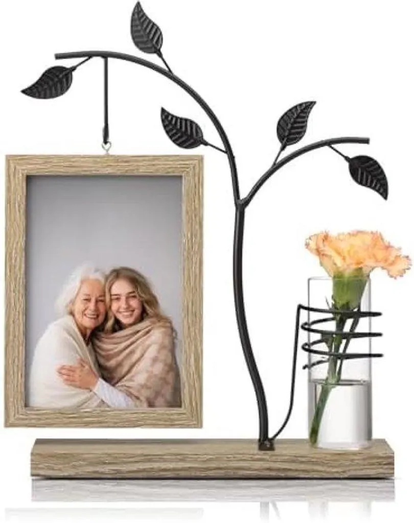 Cadre photo double bois marron foncé finition reproduction artisanale 2x