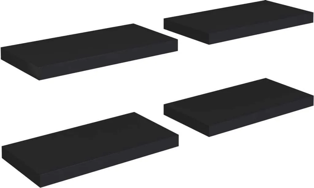 4 Mensole da Muro Nero Lucido 50x23x3,8 cm | Offerta Set Arredo Casa