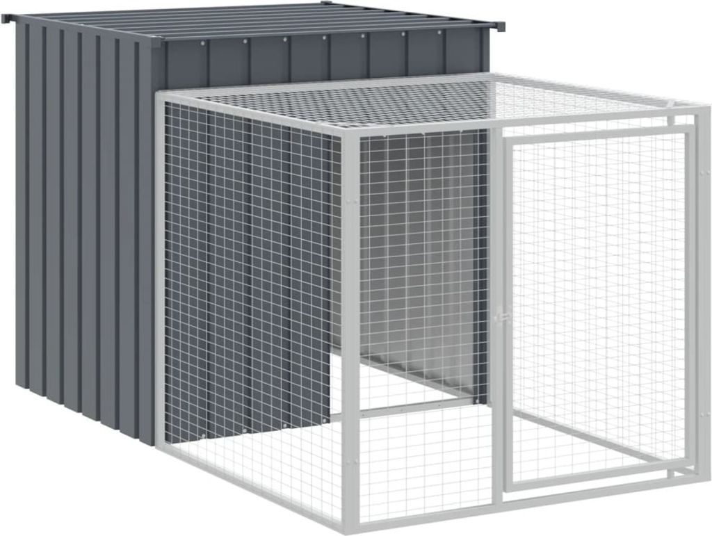 "2024"cloris Hühnerkäfig mit Auslauf Anthrazit 110x201x110 cm Stahl Verzinkt - Kleintier-Ställe CHY17234284