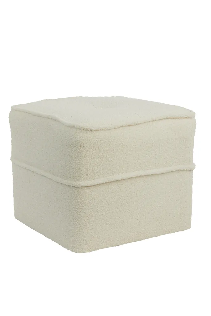 Pouf Rond Blanc en Velours KIKI - Siège d'Appoint Design pour le Salon
